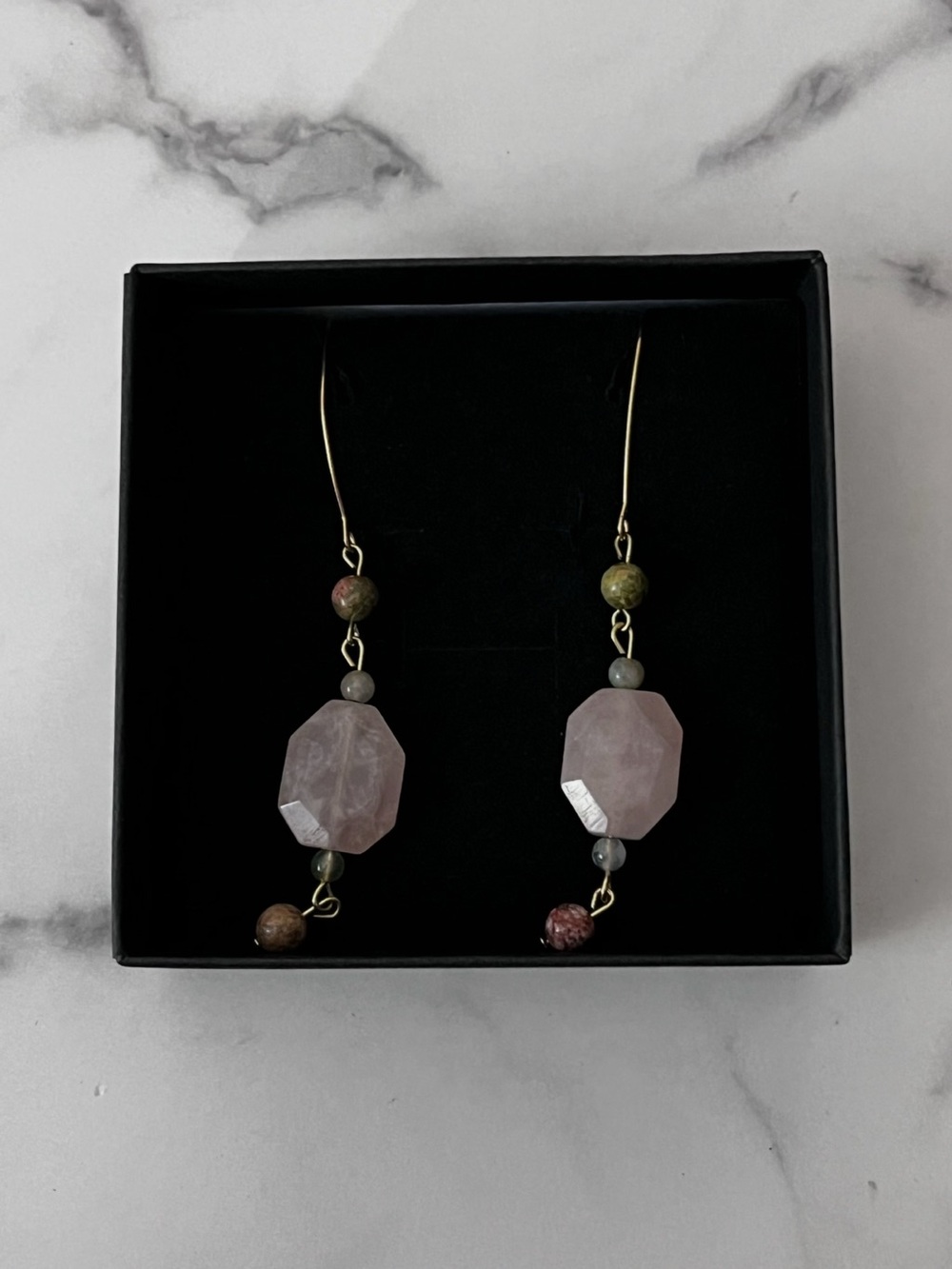 Rose Quartz Crystal Earrings